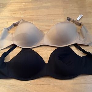 Soma Smooth T-Shirt Bras in Nude and Black - 2-Pack